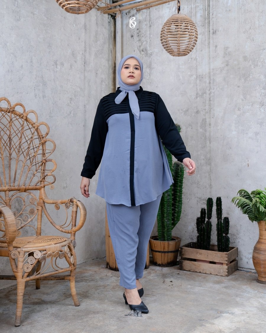 Cassandra Set - Denim | Baju Set Oneset Bigsize Jumbo