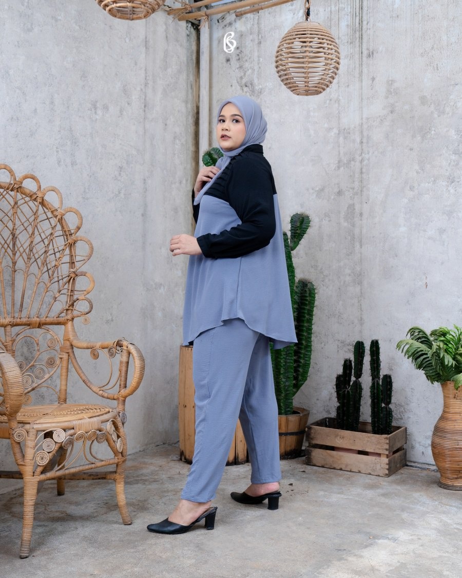 Cassandra Set - Denim | Baju Set Oneset Bigsize Jumbo