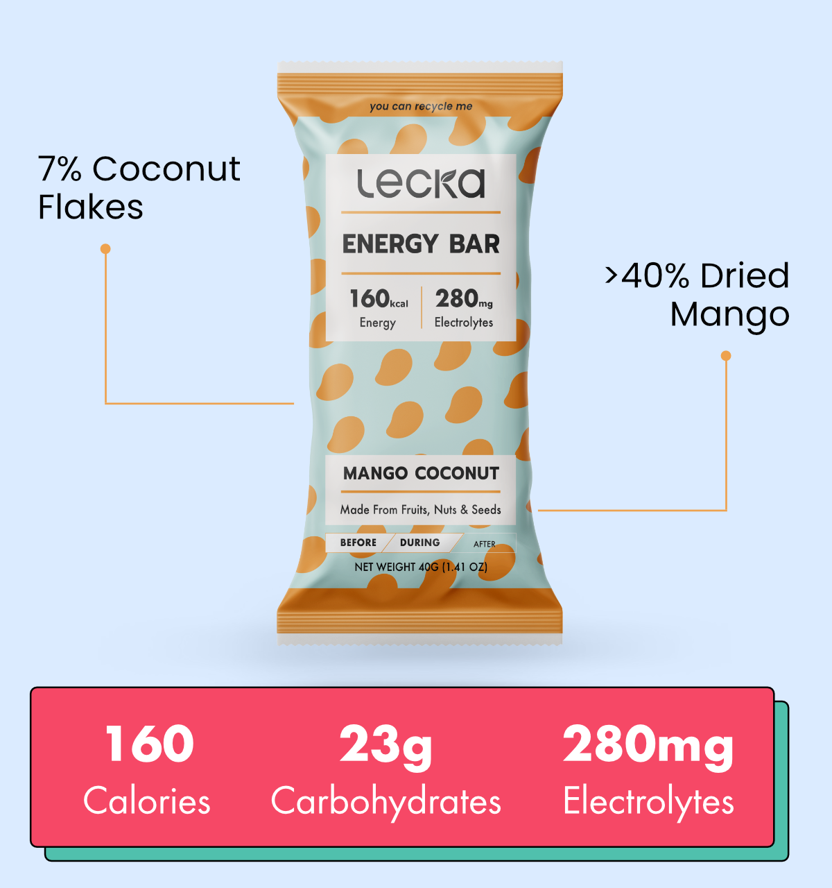 LECKA - Energy Bar - Mango Coconut