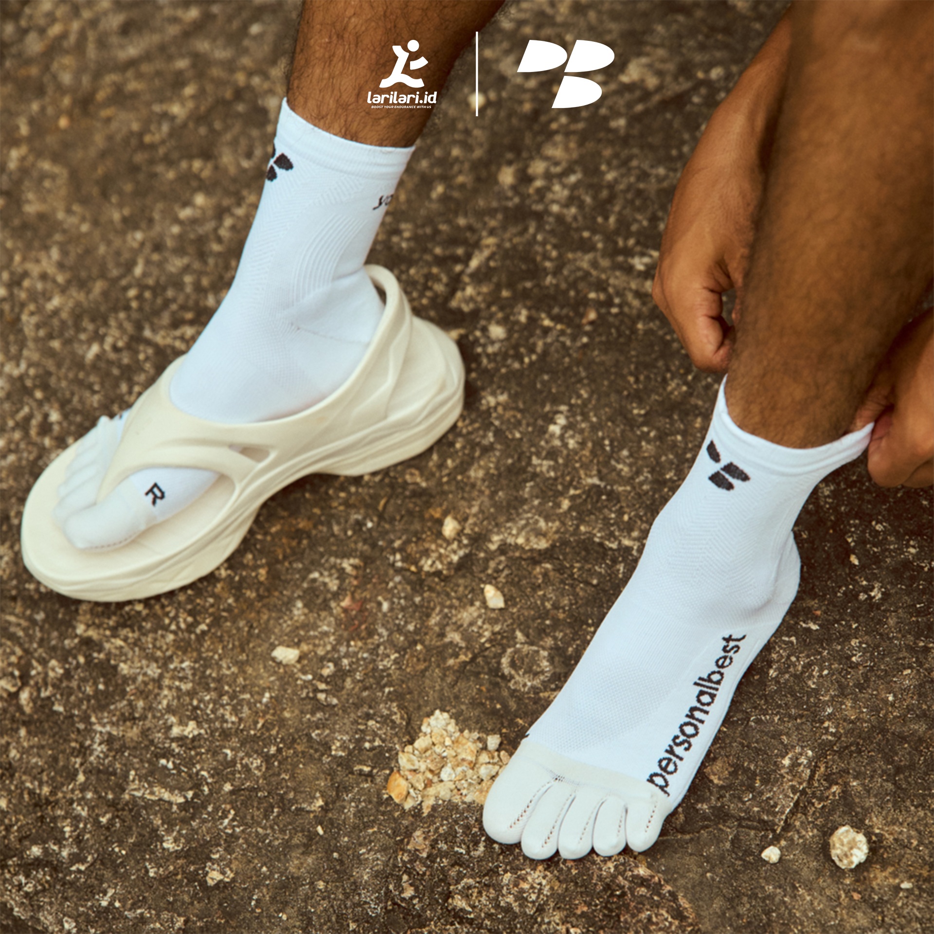 Personal Best Run - Performance Sock - 5 Finger - White