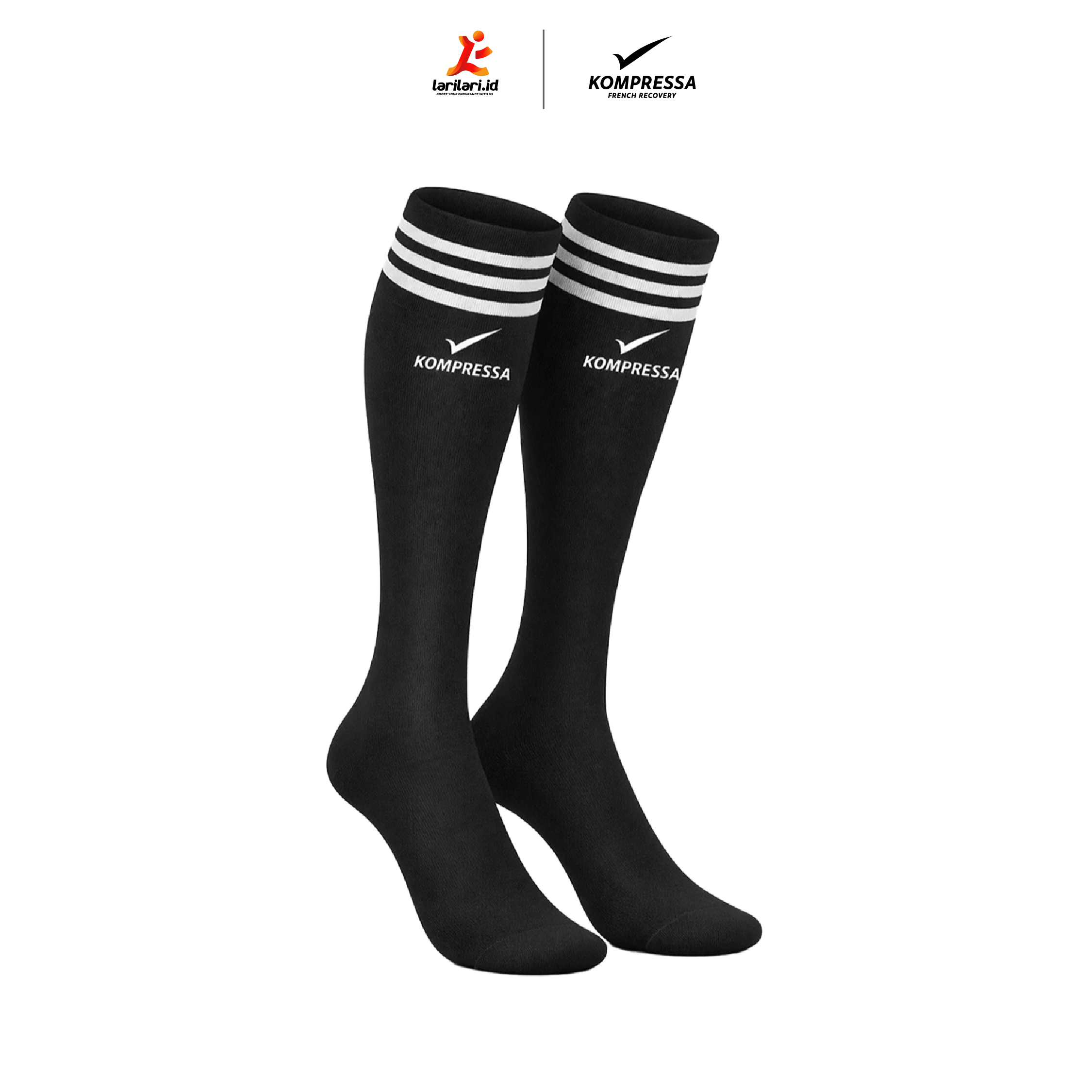 KOMPRESSA - Compression Socks - Black with stripes
