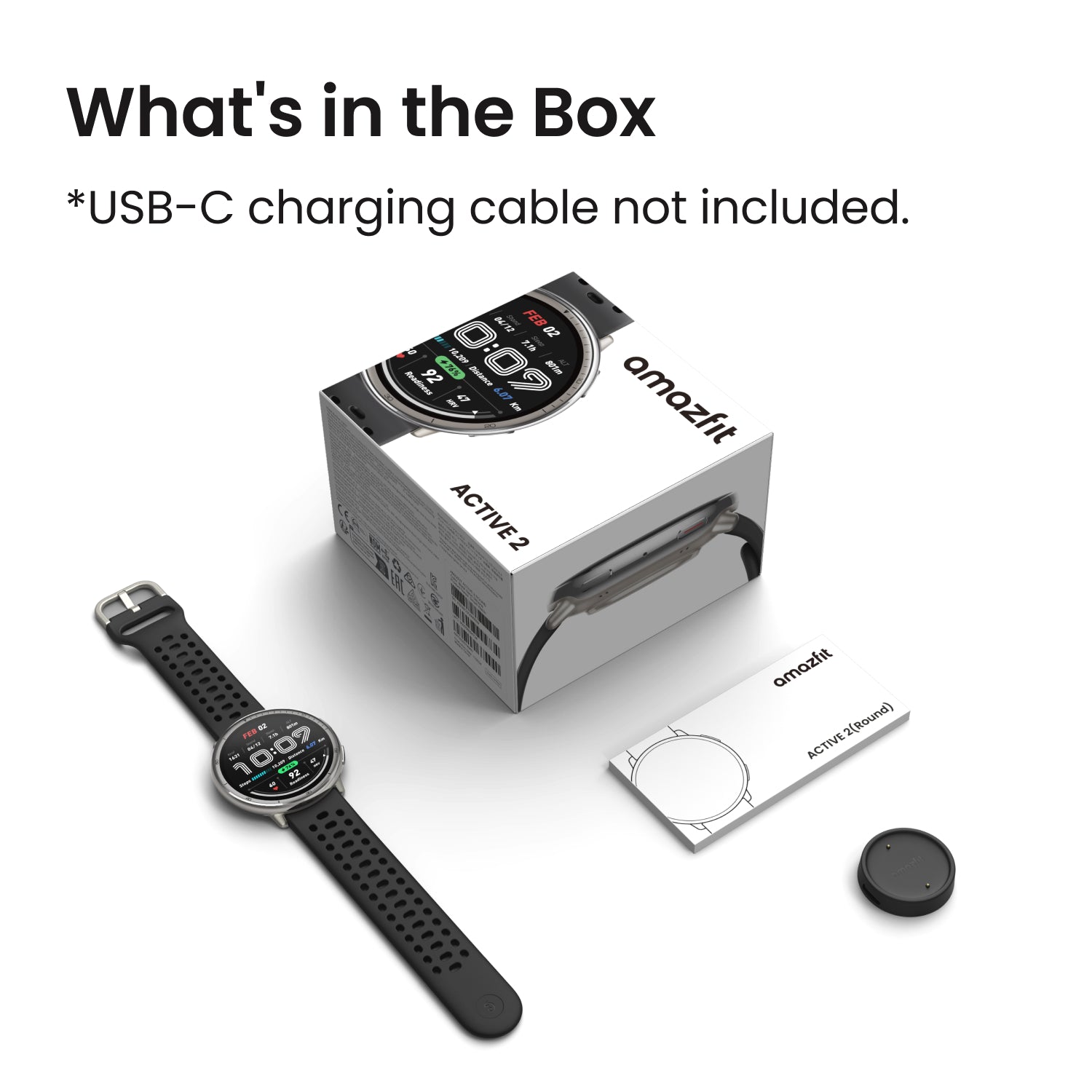 AMAZFIT - Active 2 Round Premium - Universal Black Leather
