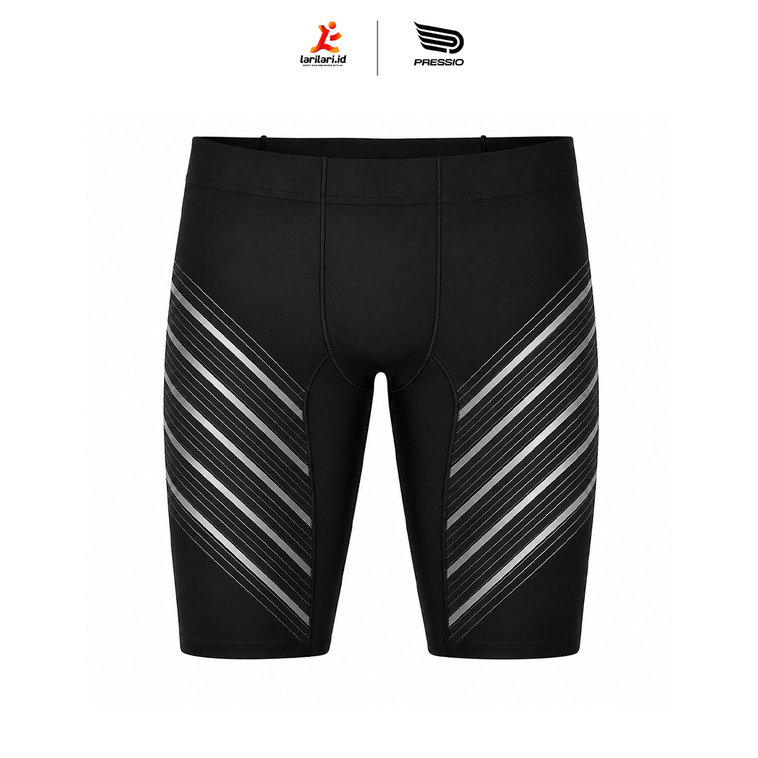 PRESSIO - Men - Power Half Tight - Mid-Rise - New Print - Black/Silver