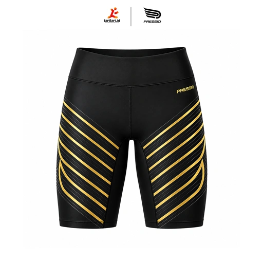 PRESSIO - Women - Power Half Tight - Mid-Rise - New Print - Black/Gold