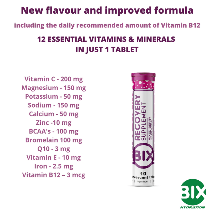 BIX - Recovery Supplement (Mixed Berry Flavour) - Single Tube (10 Tablets)