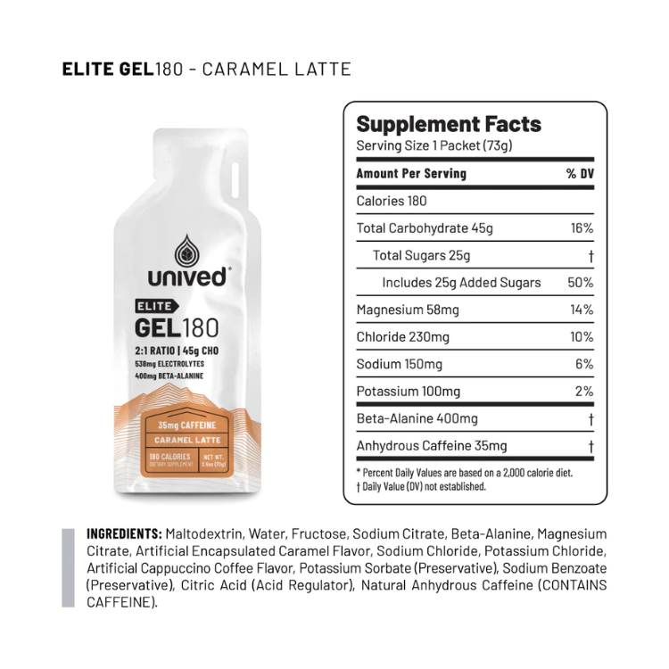 Unived - Caffeinated Elite Gel 180 - Caramel Latte