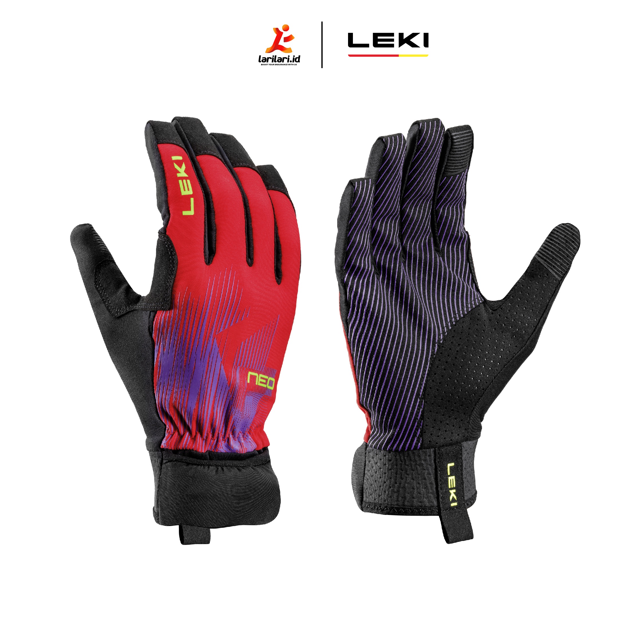 LEKI - NEOTRAIL STORM - Red - Violet Neon Yellow