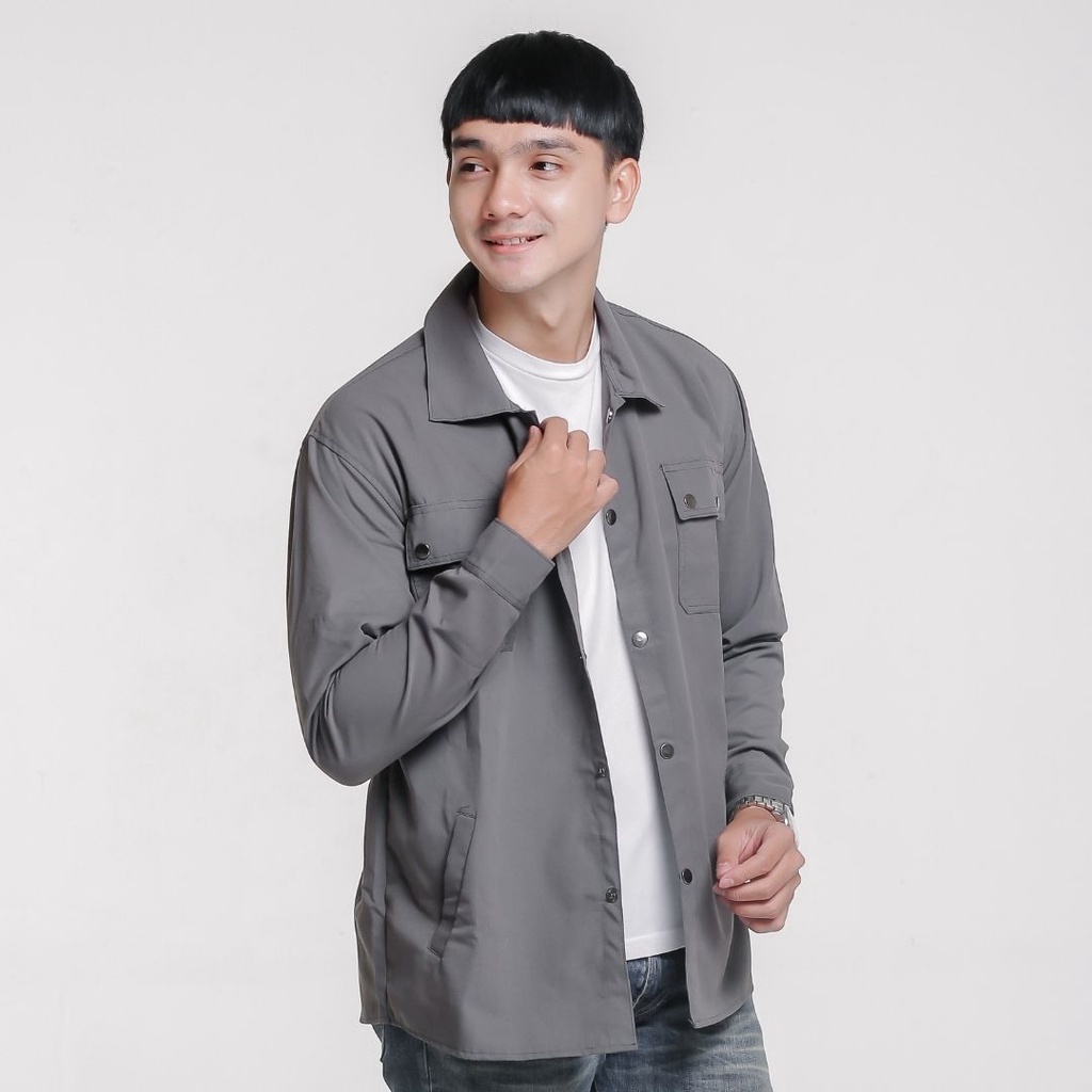 Trucker Kemeja Semi Parka Unisex Jacket Kanvas Canvas Pria Wanita Dewasa | Maiera Store