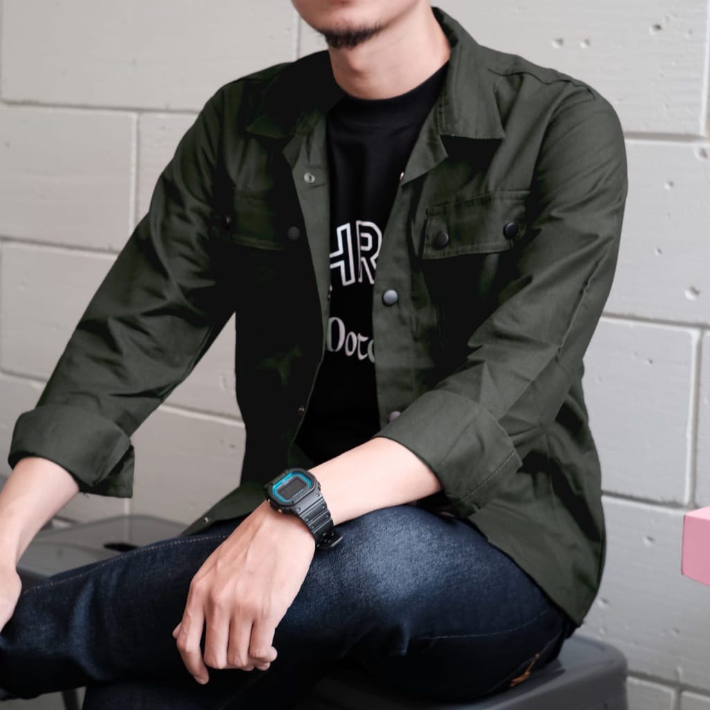 Trucker Kemeja Semi Parka Unisex Jacket Kanvas Canvas Pria Wanita Dewasa | Maiera Store