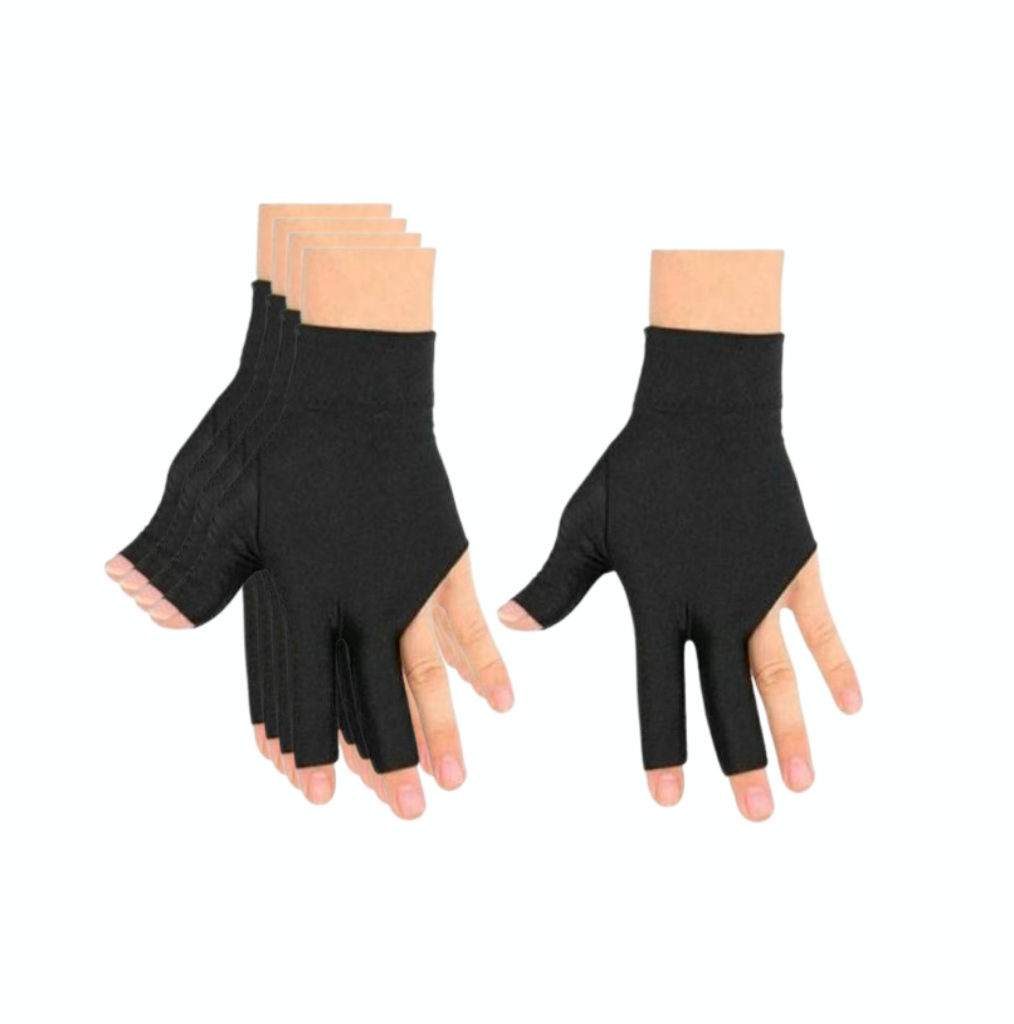 Sarung Tangan Biliar Setengah Jari Hitam Anti Licin
