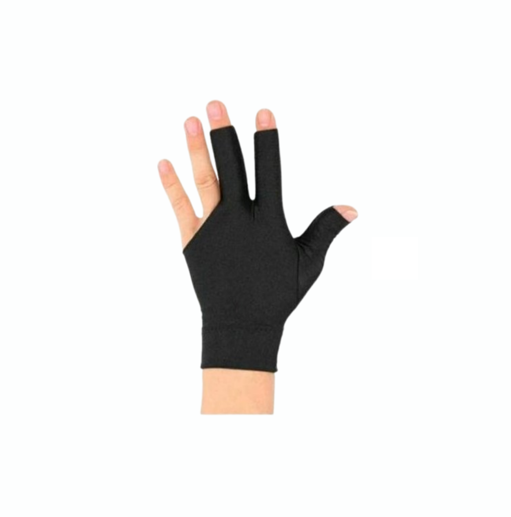 Sarung Tangan Biliar Setengah Jari Hitam Anti Licin