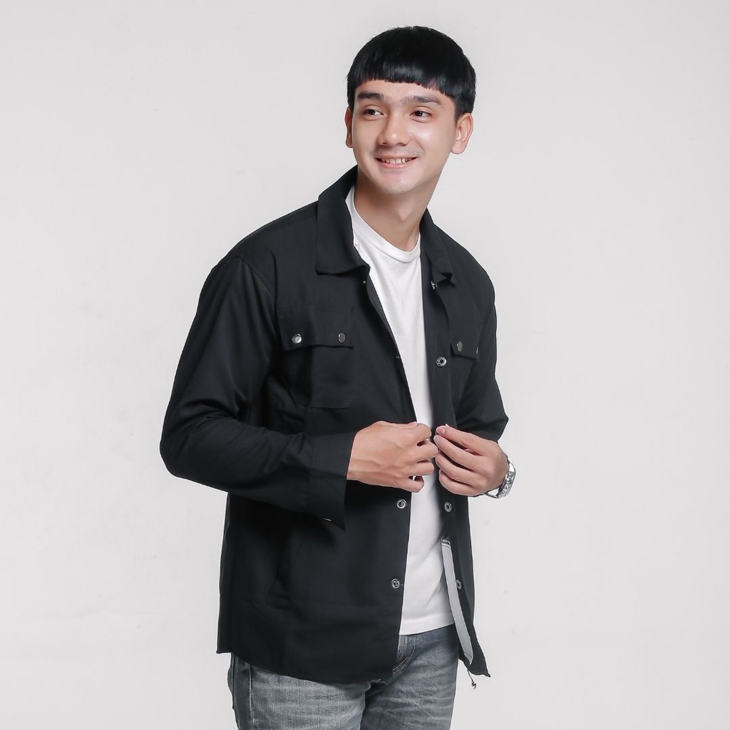 Trucker Kemeja Semi Parka Unisex Jacket Kanvas Canvas Pria Wanita Dewasa | Maiera Store