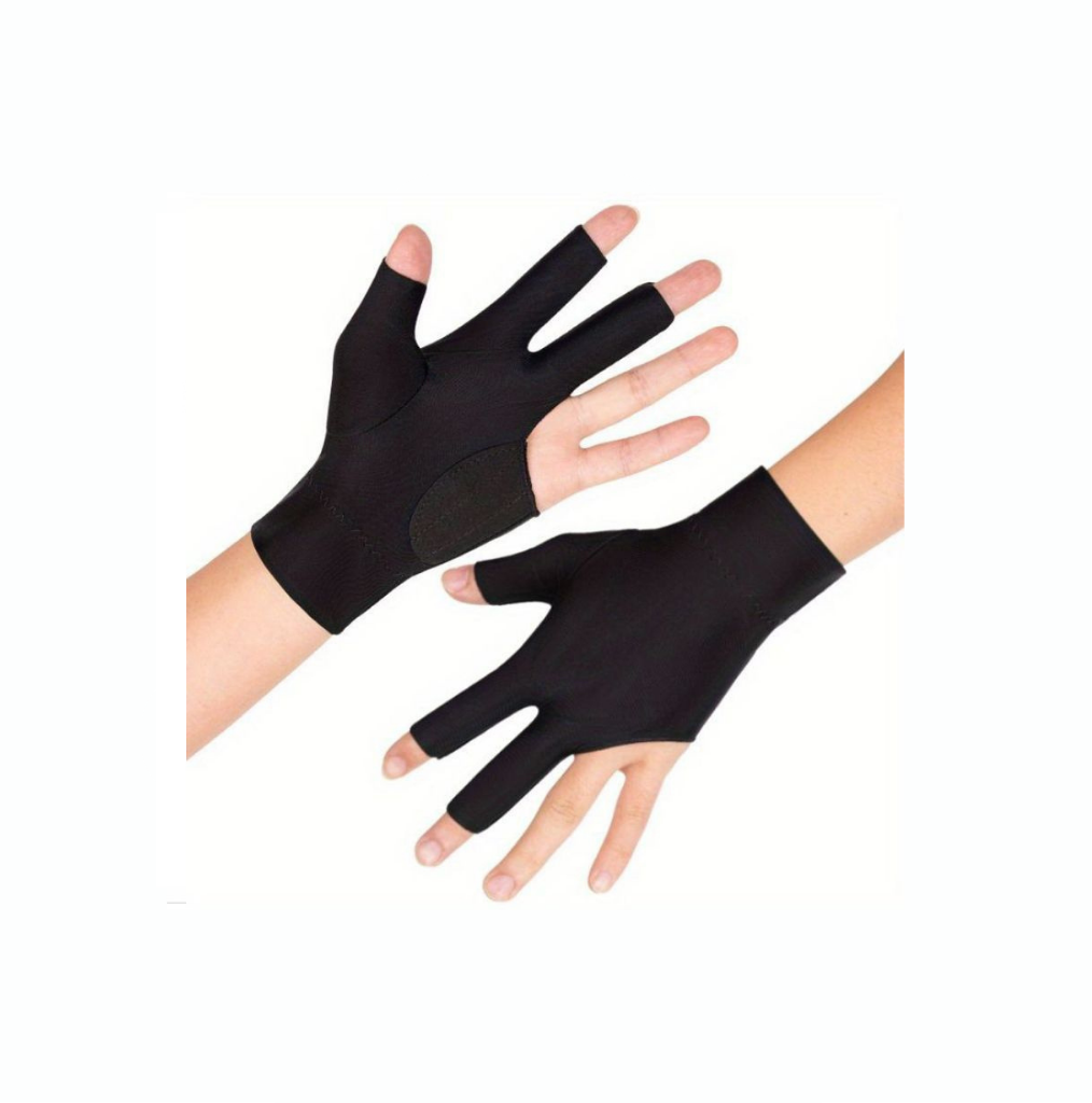 Sarung Tangan Biliar Setengah Jari Hitam Anti Licin