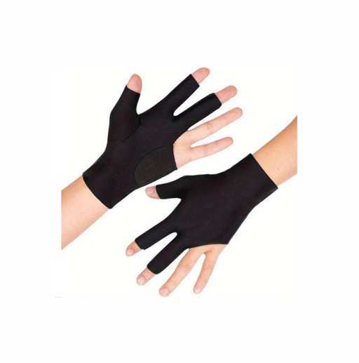 Sarung Tangan Biliar Setengah Jari Hitam Anti Licin