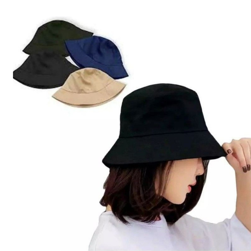 Topi Bucket Polos Pria Wanita Unisex Dewasa