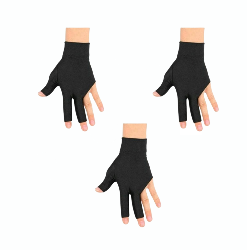 Sarung Tangan Biliar Setengah Jari Hitam Anti Licin