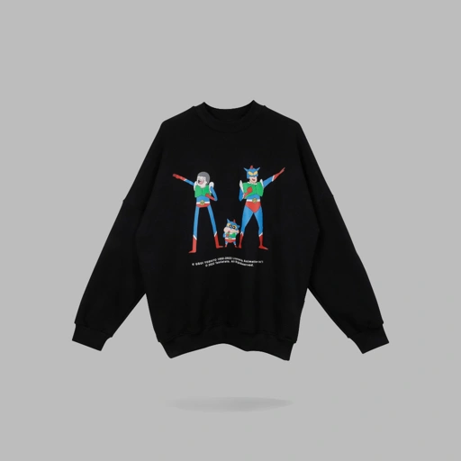 Image of HSCO Oversized Crewneck Shinchan X Tahilalats Three Hero