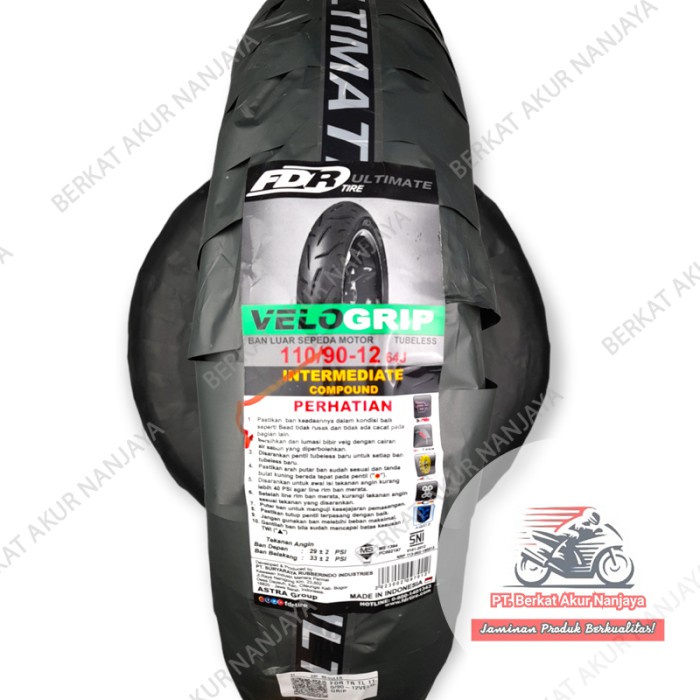 Ban FDR Velo Grip 100/90 Atau 110/ 90 Ring 12 Ban Scoopy Tubeless