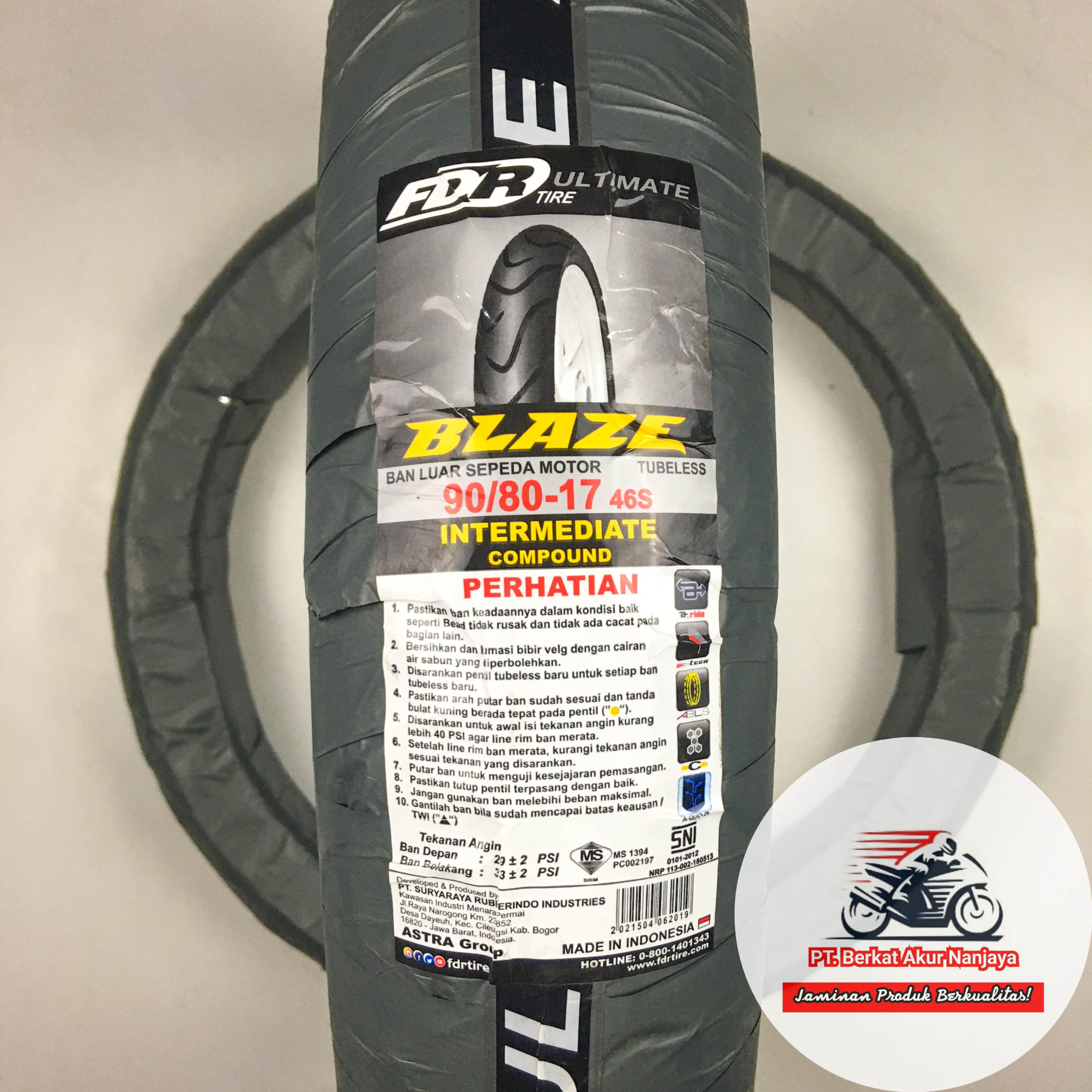 Ban FDR Blaze 80/80 90/80 100/70 110/70 120/70 130/70 ring 17 TUBELESS untuk motor Sport
