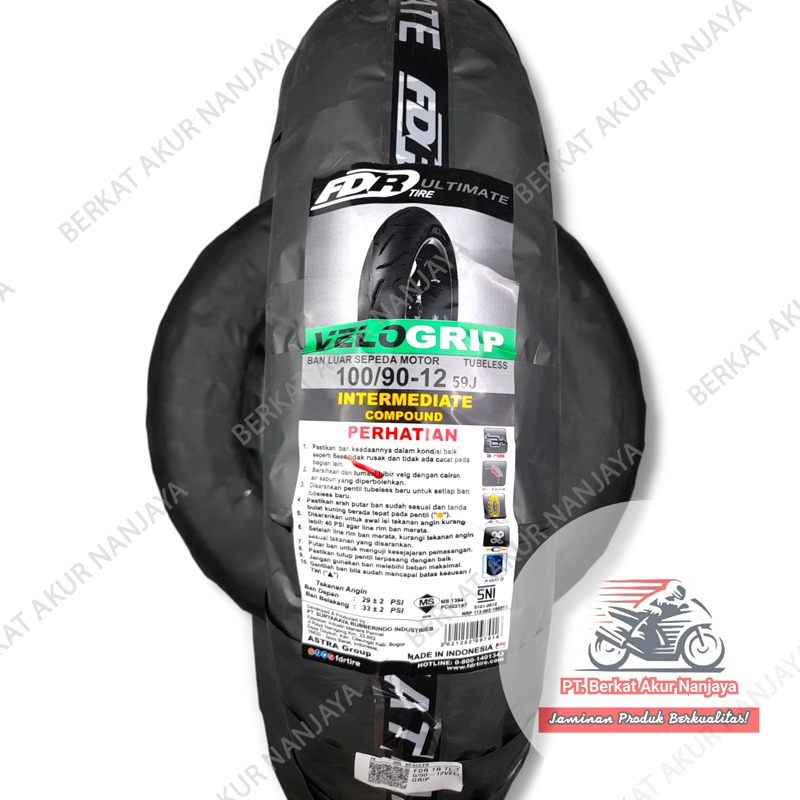 Ban FDR Velo Grip 100/90 Atau 110/ 90 Ring 12 Ban Scoopy Tubeless