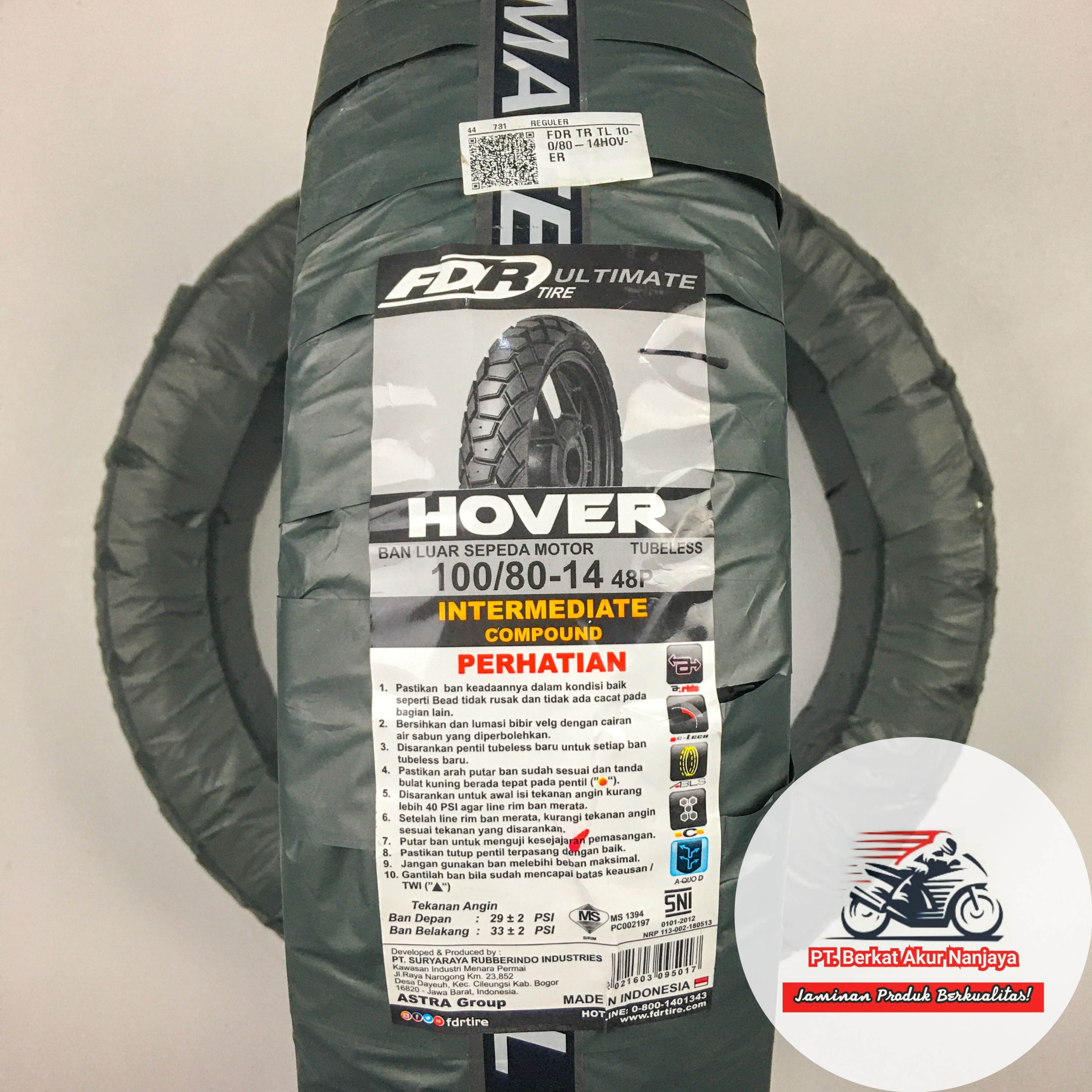 Ban FDR Hover 80/90-14, 90/90-14, 100/80-14 TUBELESS