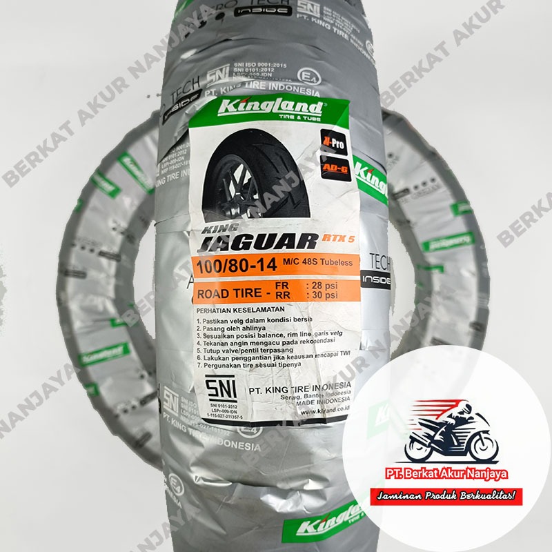 Ban Kingland Jaguar RTX 5 90/80-14 dan 100/80-14 TUBELESS motor matic beat mio vario