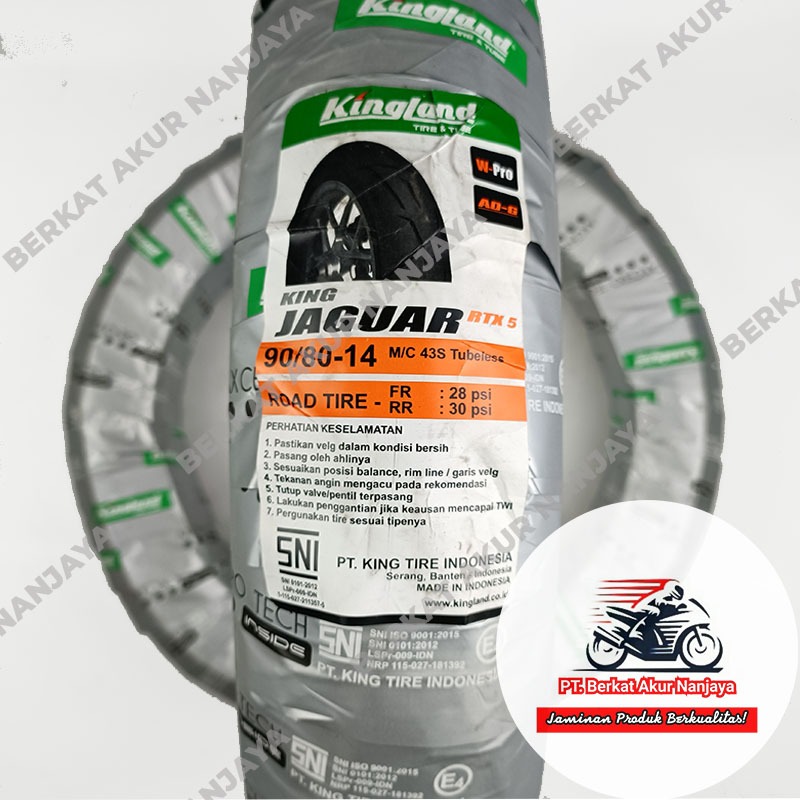 Ban Kingland Jaguar RTX 5 90/80-14 dan 100/80-14 TUBELESS motor matic beat mio vario