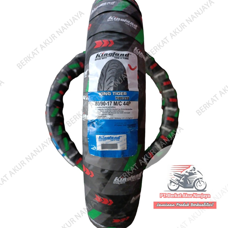 Ban Kingland King Tiger 70/90-17 dan 80/90-17 TUBELESS motor bebek