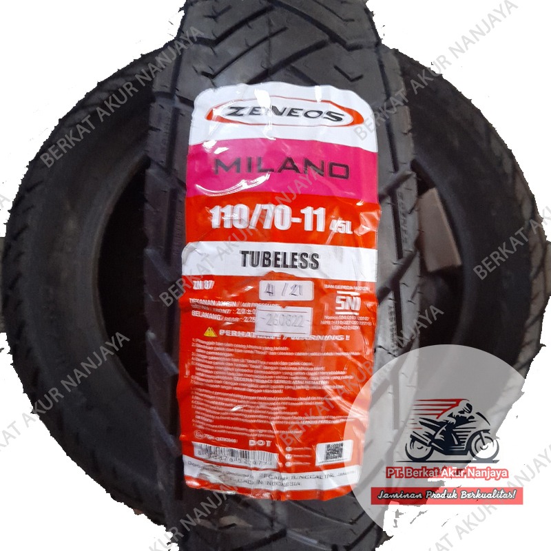 Ban Zeneos Milano 120/70-10 dan 110/70-11 ZN87 TUBELESS motor vespa