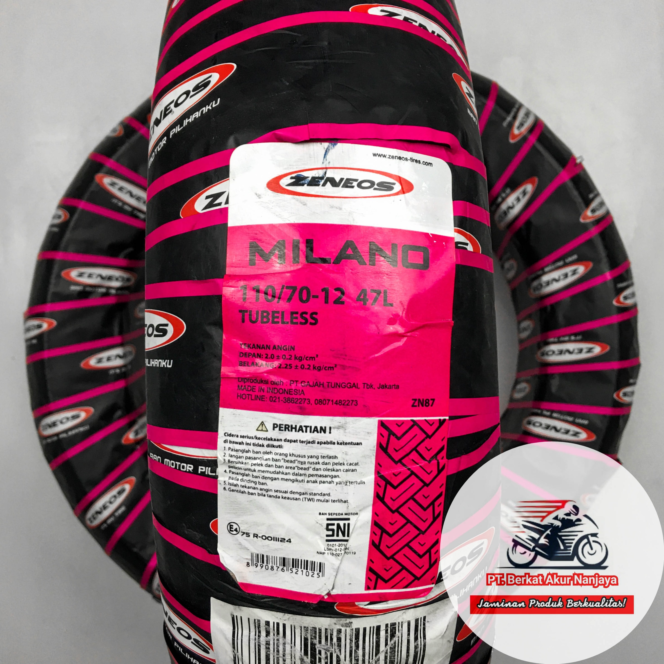 Ban Zeneos Milano 110/70-12, 120/70-12, 130/70-12 TUBELESS ZN87