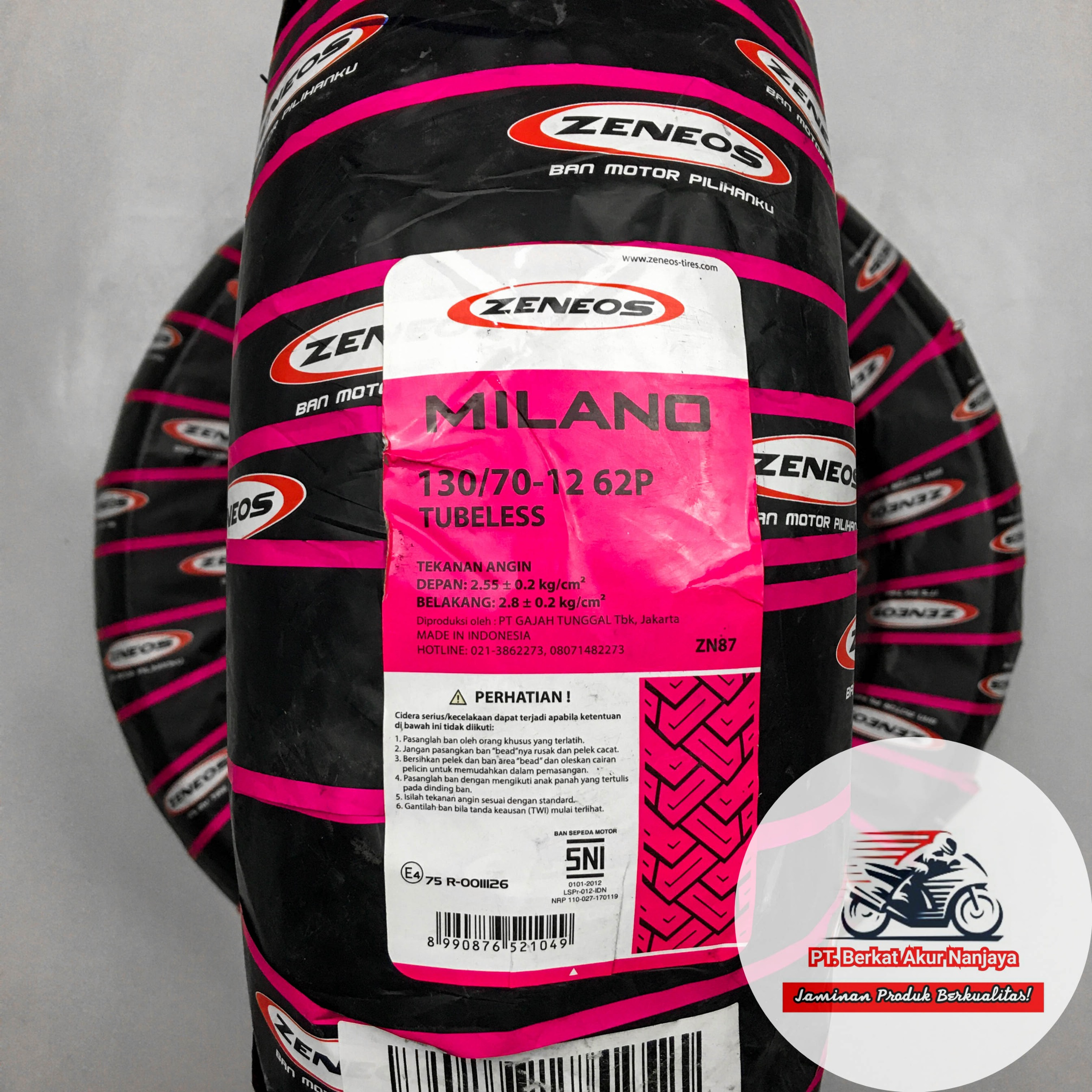Ban Zeneos Milano 110/70-12, 120/70-12, 130/70-12 TUBELESS ZN87