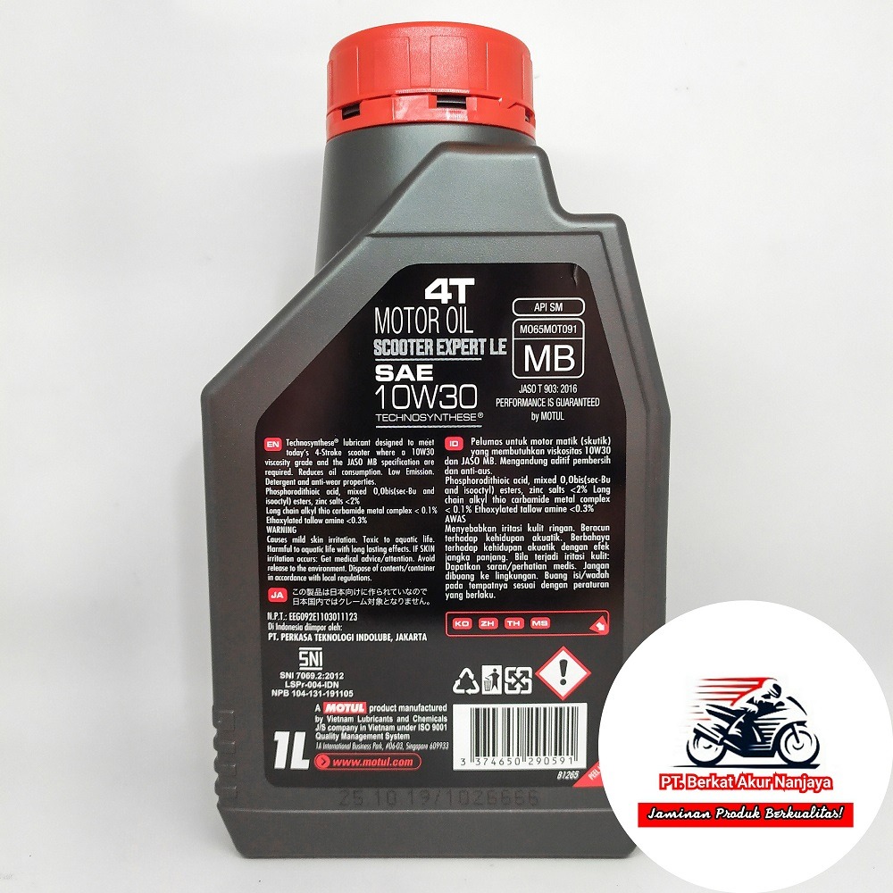 Oli MOTUL Scooter Expert LE 10W30 0.8L dan 1L FREE MERCHANDISE EKSLUSIF