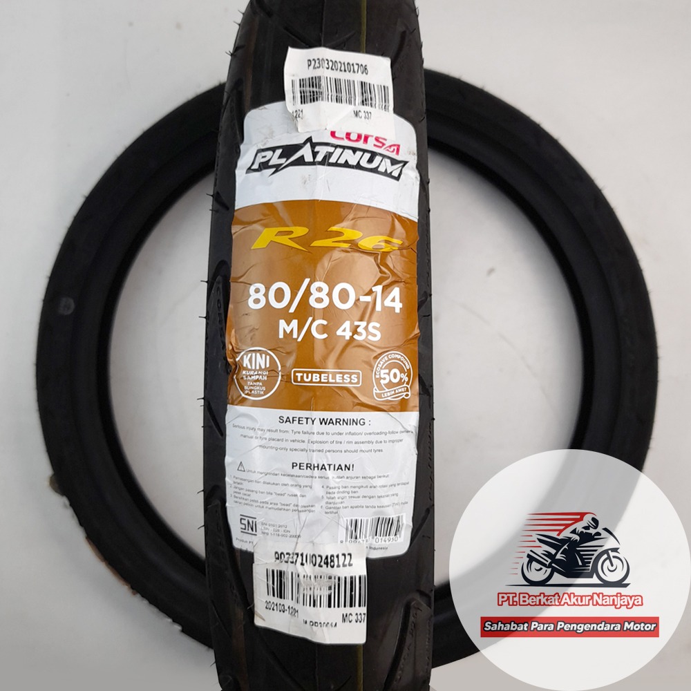 Ban Corsa R26 80/80 90/80 100/80 110/80 140/70-14 PLATINUM tubeless motor matic