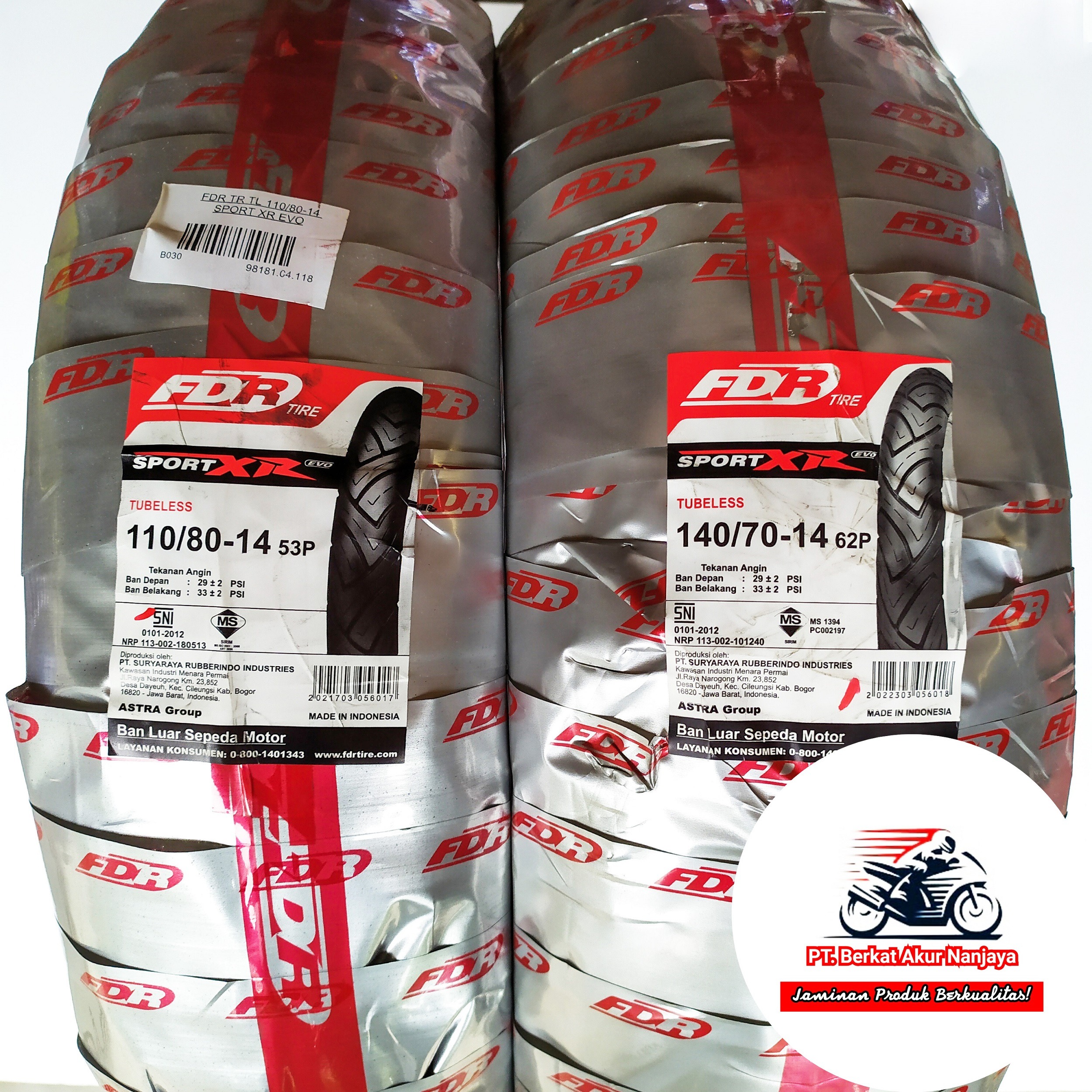 Ban motor FDR Sport XR Evo 110/80-14 dan 140/70-14 tubeless Ban Aerox PCX