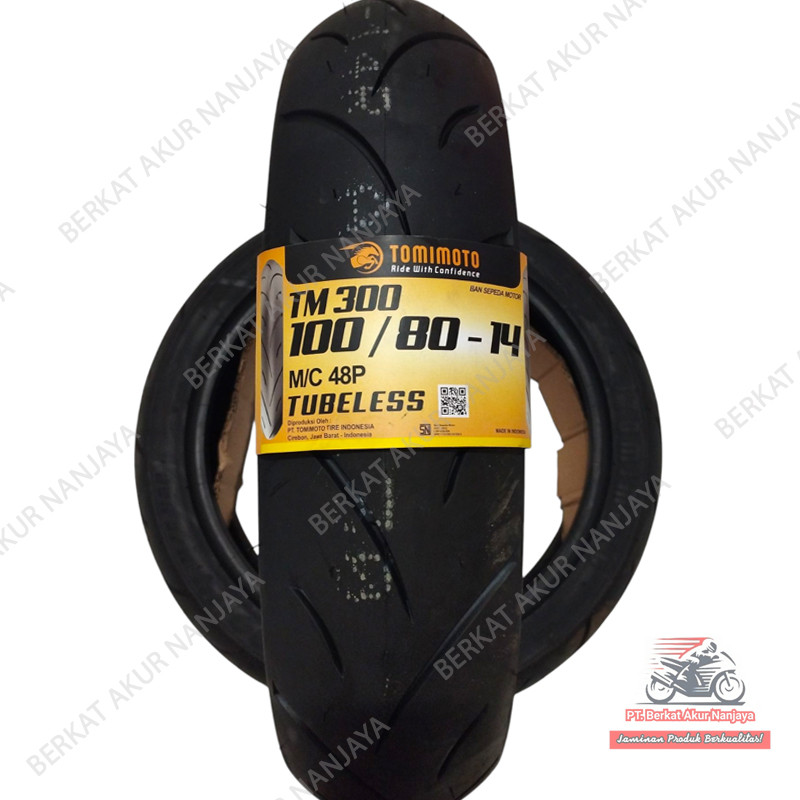 Ban motor Tomimoto TM300 ukuran 80 80 14, 90 80 14, 100 80 14 Tubeless Ban Beat Vario Mio