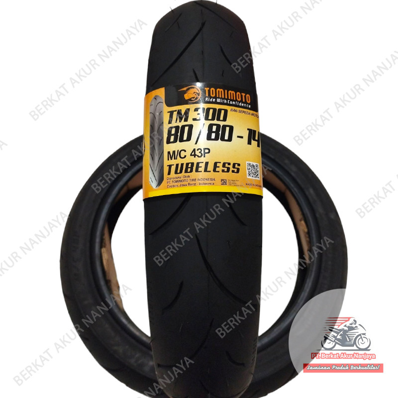 Ban motor Tomimoto TM300 ukuran 80 80 14, 90 80 14, 100 80 14 Tubeless Ban Beat Vario Mio