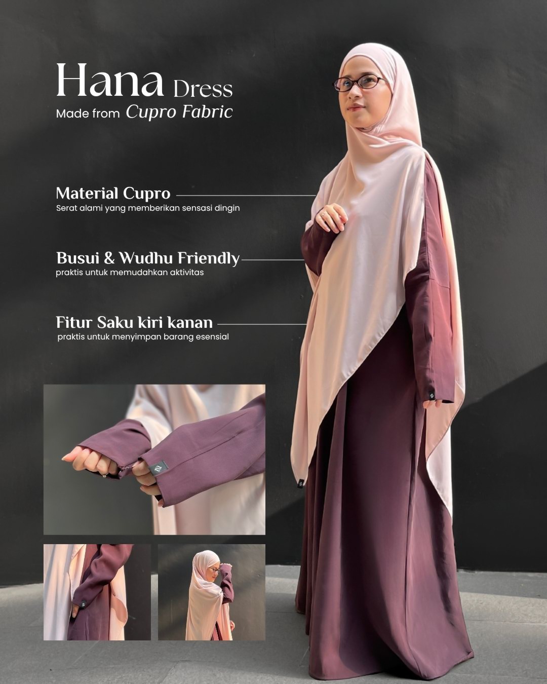Hana Dress Mahogany - Material Cupro