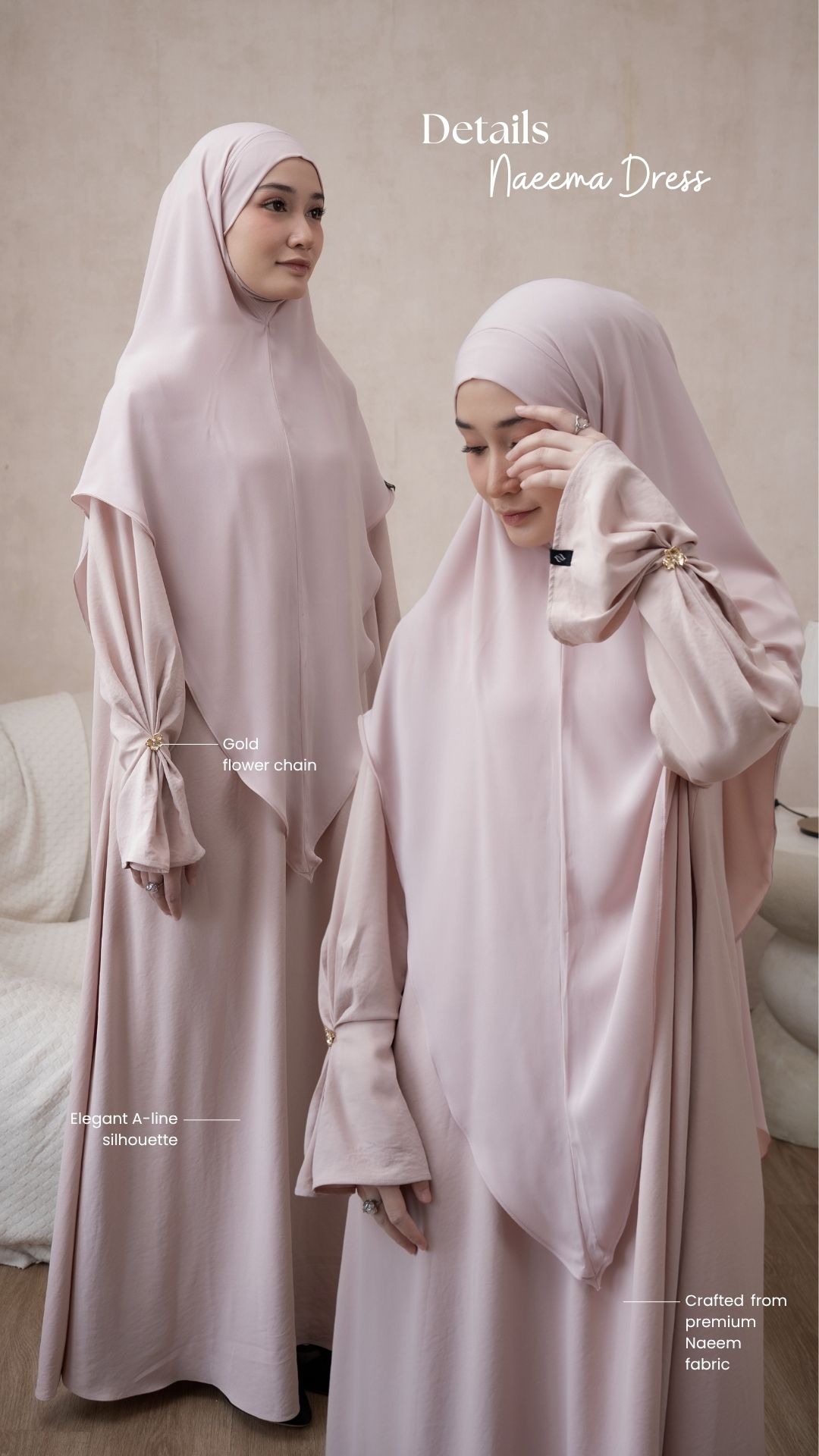 Naeema Dusty Pink Dress Only - Anti UV