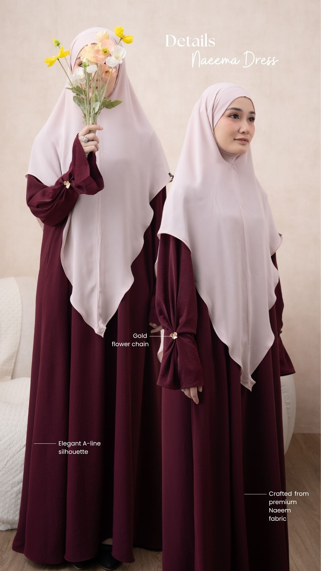 Naemaa Dress Only Wine Berry - Anti UV