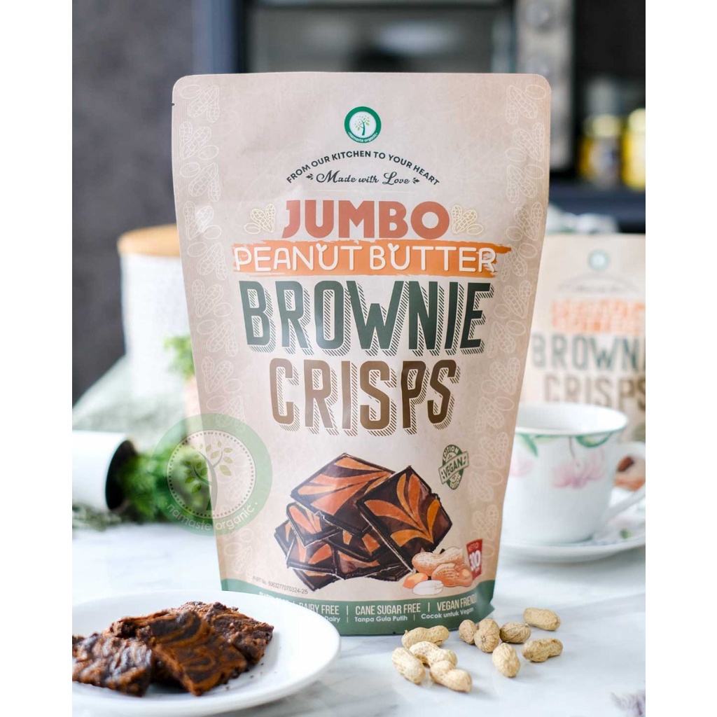 BROWNIE CRISPS GLUTEN FREE JUMBO - VEGAN PEANUT BUTTER 300GR