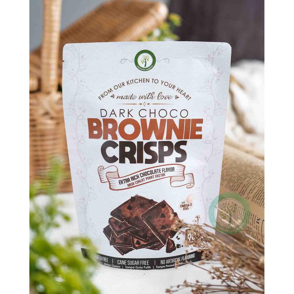 DARK CHOCO BROWNIE CRISPS GLUTEN FREE - WITH EXTRA CHOCO CHIPS 90GR