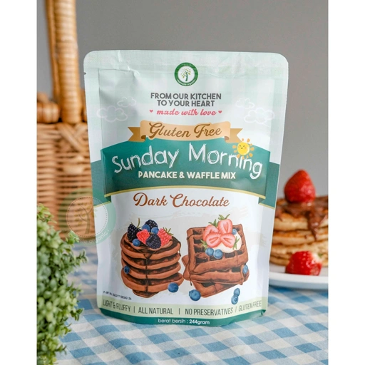 Image of GLUTEN FREE SUNDAY MORNING PANCAKE AND WAFFLE MIX - CHOCOLATE 244GR