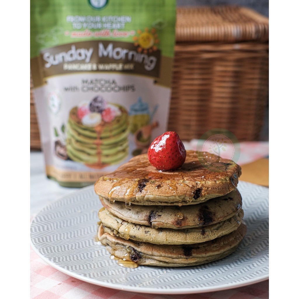 SUNDAY MORNING PANCAKE AND WAFFLE MIX - MATCHA WITH CHOCOCHIPS 273GR