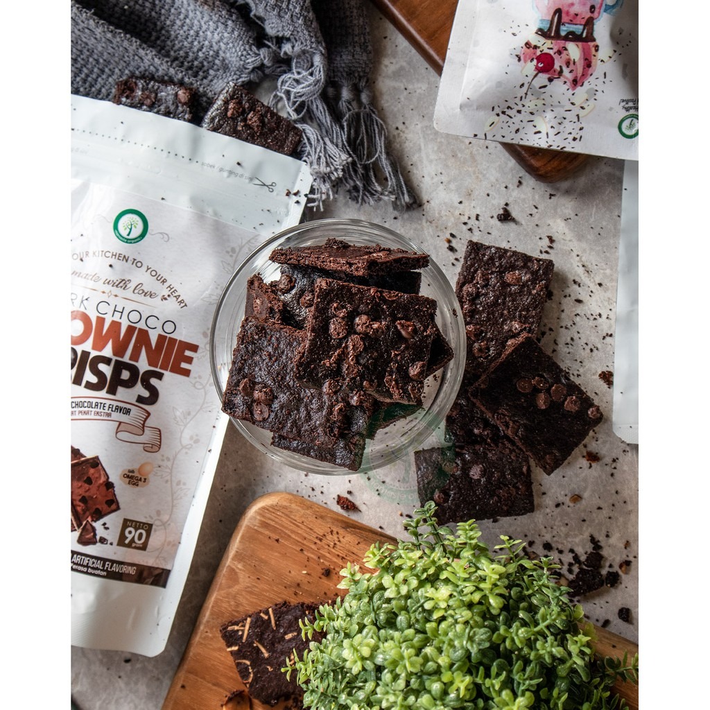 DARK CHOCO BROWNIE CRISPS GLUTEN FREE - WITH EXTRA CHOCO CHIPS 90GR