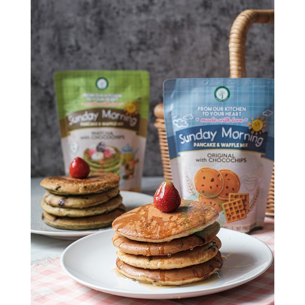SUNDAY MORNING PANCAKE AND WAFFLE MIX - MATCHA WITH CHOCOCHIPS 273GR