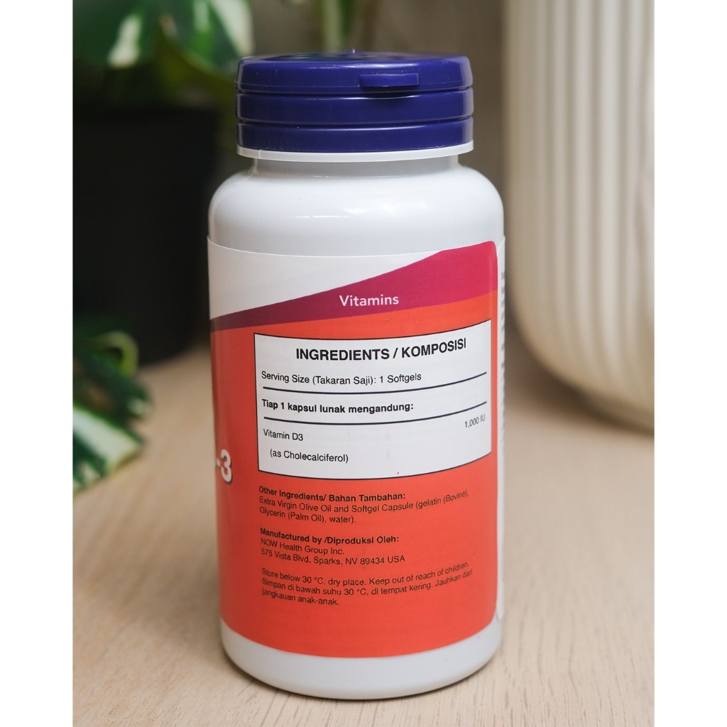 NOW FOODS VITAMIN D3 1000 IU - 180 SOFTGELS