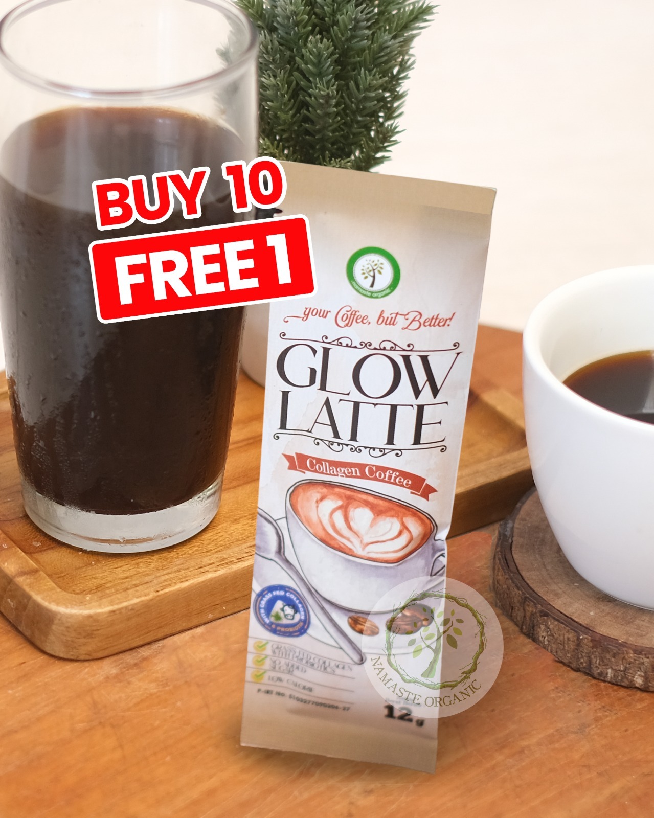 BUY 10 GET 1 FREE - SACHET GLOW LATTE KOPI COLLAGEN 12GR
