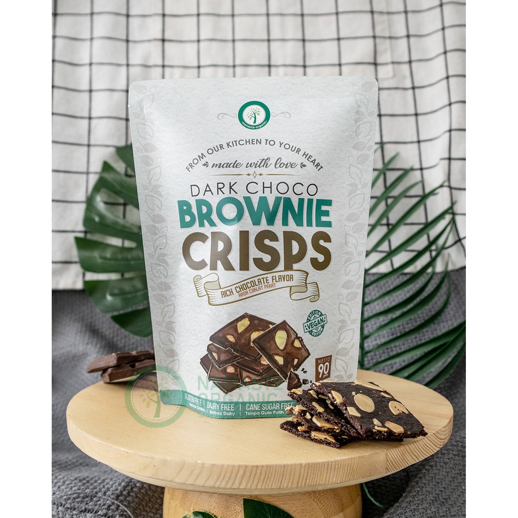 VEGAN DARK CHOCO BROWNIE CRISPS GLUTEN FREE 90GR