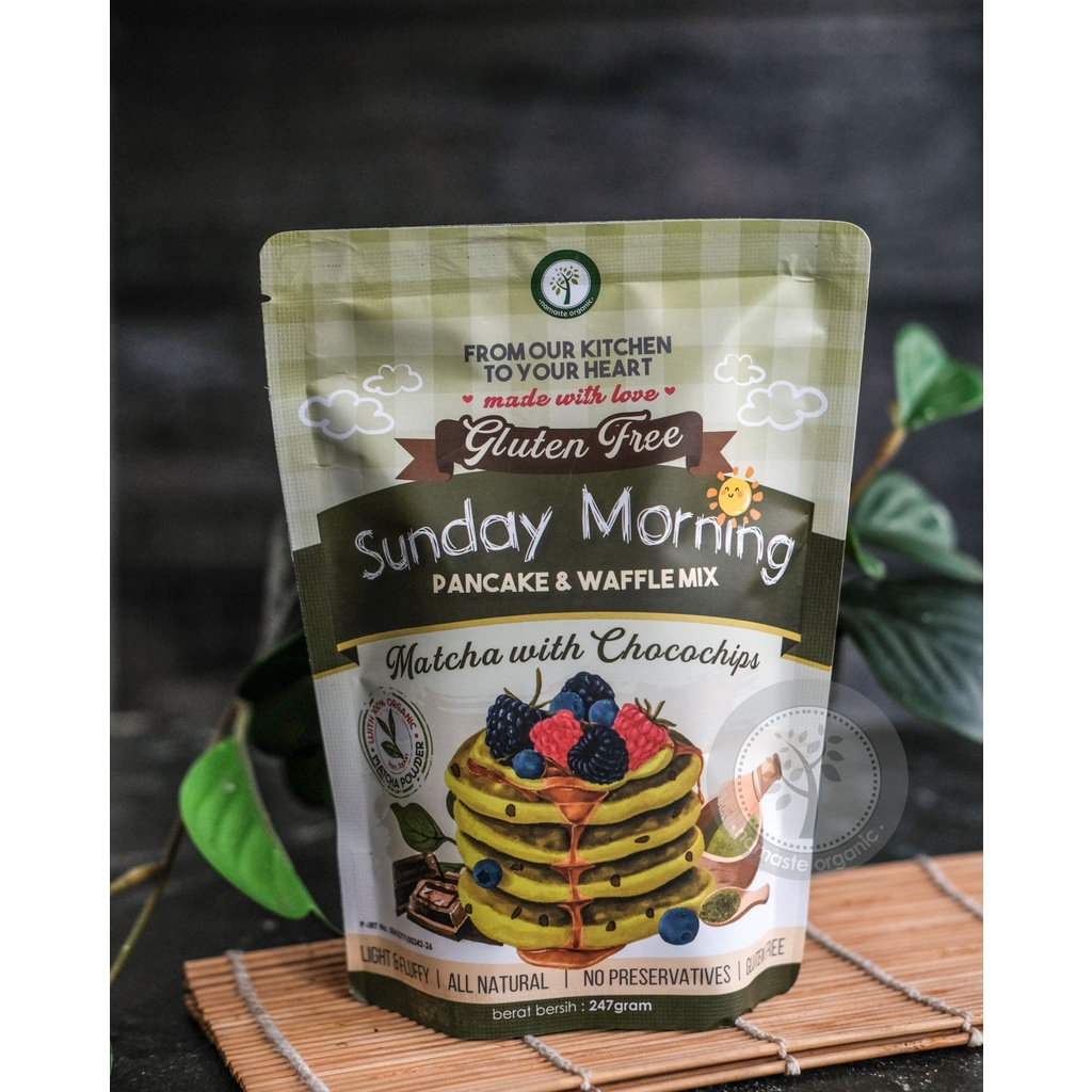GLUTEN FREE SUNDAY MORNING PANCAKE WAFFLE MIX - MATCHA CHOCOCHIPS 247G