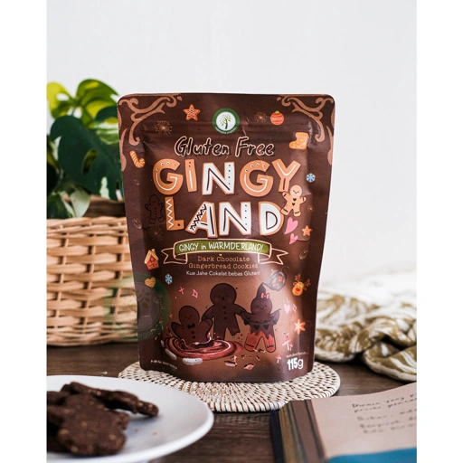 GLUTEN FREE GINGYLAND - DARK CHOCOLATE GINGERBREAD COOKIES 115GR